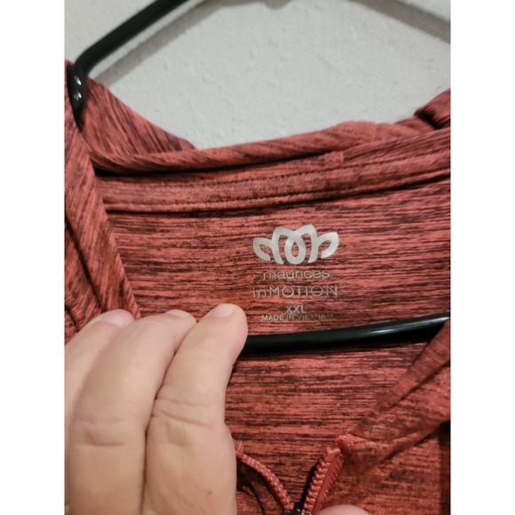 Maurices In Motion Zip-Up Long Sleeve Hoodie Lightweight Heathered Red Size XXL - Picture 6 of 7